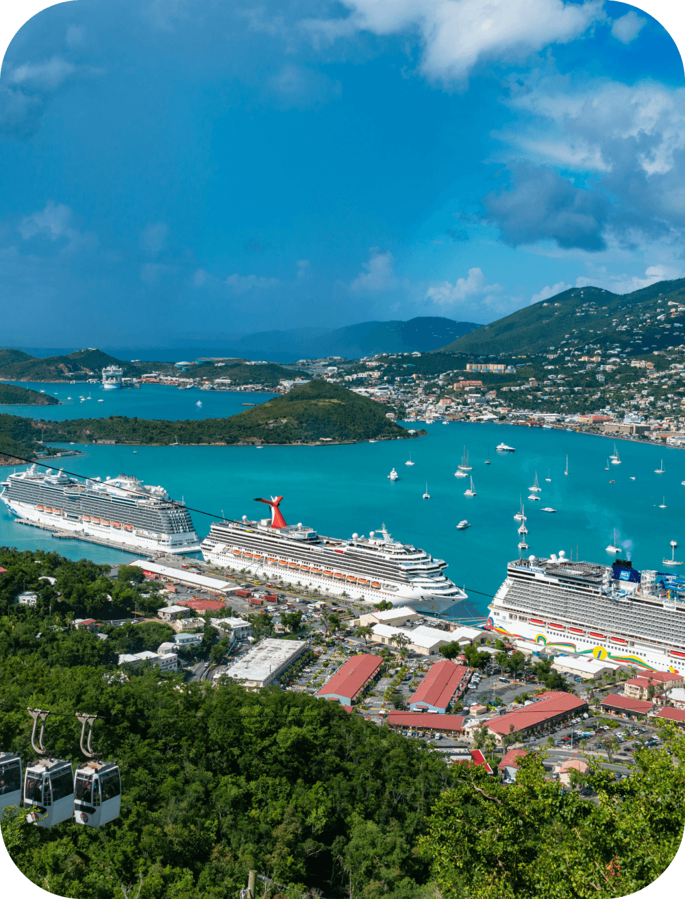 Aerial view of Charlotte Amalie harbor in St. Thomas